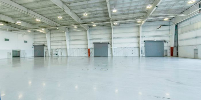 Inside hangar